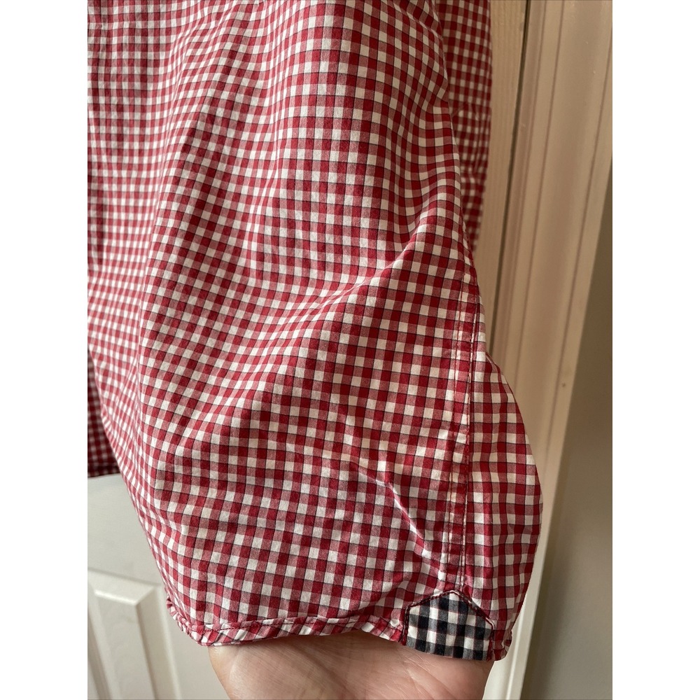 Fairway & Greene Mens Button Up Shirt Cotton XLarge Red White Check Long Sleeve - Picture 4 of 16